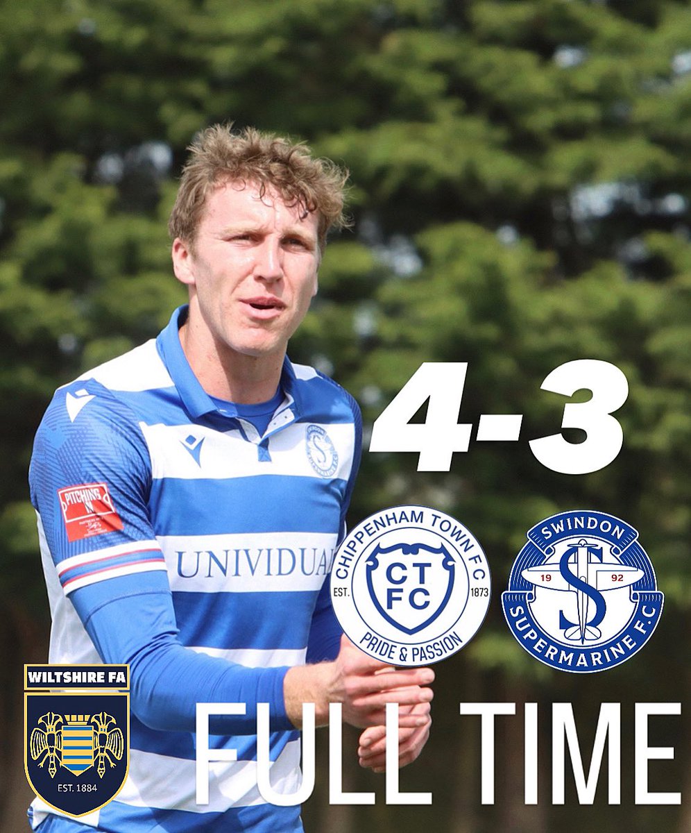 FULL TIME Defeat in the final. Michael Fernandes with 2 and Zack Kotwica with the other. Congrats to @ChipTownFC on the Wilts Premier Shield title. We will be back next season. #swindonsupermarine #ssfc31