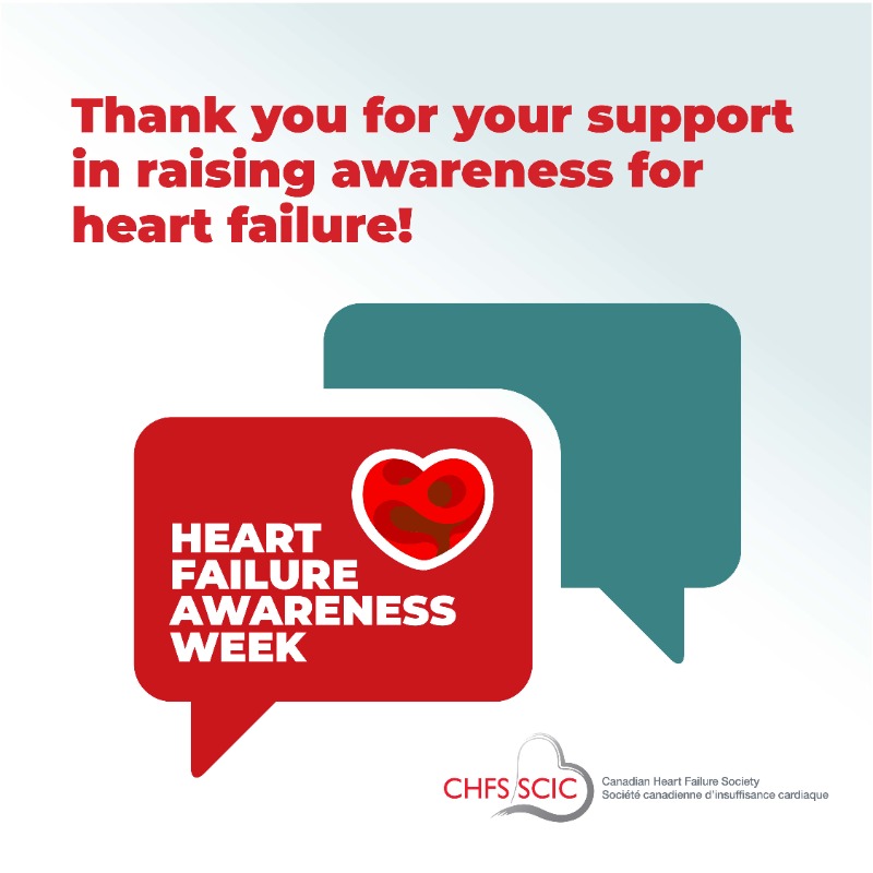 Heart failure awareness doesn't end with the week. Keep the momentum going by following @CanHFSociety and accessing valuable resources at heartfailure.ca. Together, we can make a lasting impact. #HeartFailureWeekCan #CHFS
