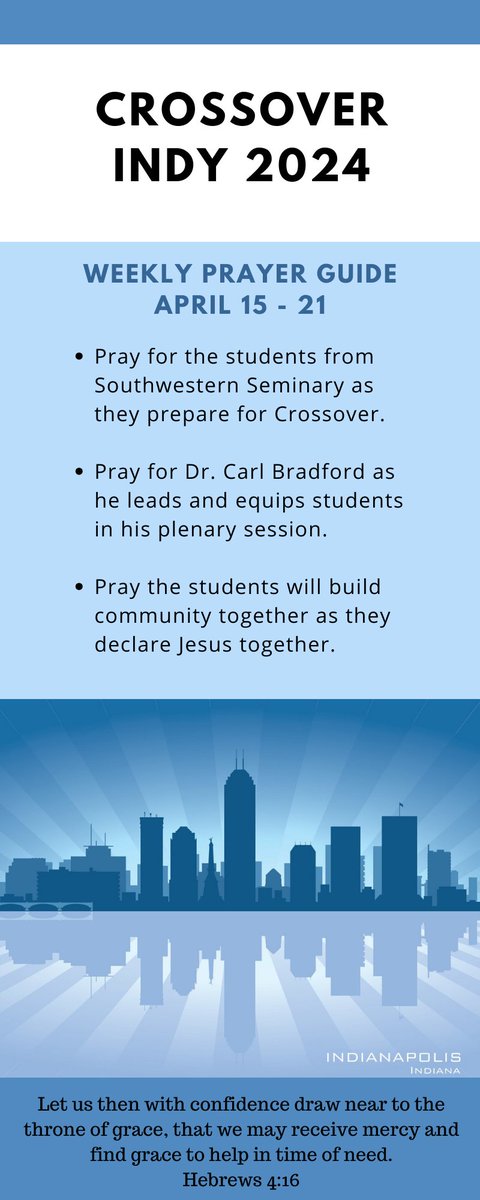 It's a new week and new ways you can pray for @NAMBEvangelism and #crossover. This week we focus on our friends at @SWBTS @CarlJBradford80. Let's pray for them this week!