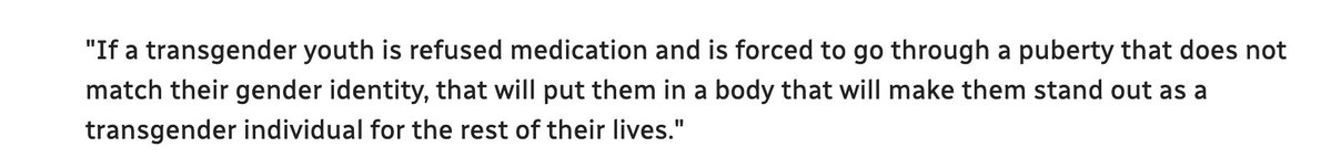 From the @CBCNews article by @lisasj on the Cass Review: 'If a transgender youth is refused medication and is forced to go through a puberty that does not match their gender identity, that will put them in a body that will make them stand out as a transgender individual for