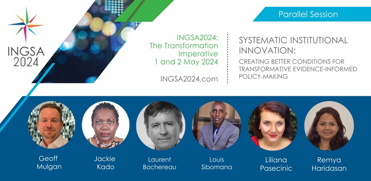 Introducing the panel discussing 'Systemic Institutional Innovation: Creating Better Conditions for Transformative Evidence-Informed Policy-Making' at #INGSA2024! Discover how to bridge the gap between knowledge creation and policy-making to tackle complex challenges. #SciPol