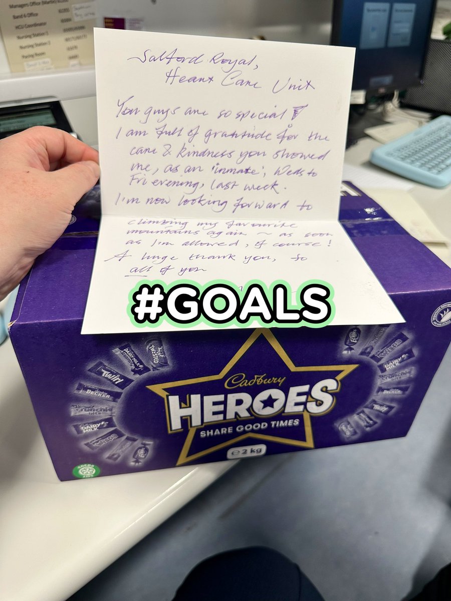 Thank you from a recent patient, he can’t wait to reach his goal of climbing again. #HappyCustomer #goals #recovery #patientexperience  #ThankYou HCU love to see our patients doing well post discharge ❤️ @SalfordCO_NHS