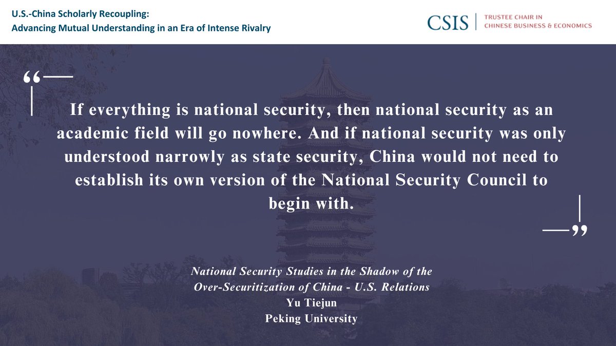 <a href="/TiejunY/">Tiejun YU</a> of <a href="/PKU1898/">Peking University</a> discusses the establishment of China's Central National Security Commission and the impact of emphasizing security in the bilateral relationship over the past decade in our Scholarly Recoupling report. Read his chapter here: csis.org/analysis/us-ch…