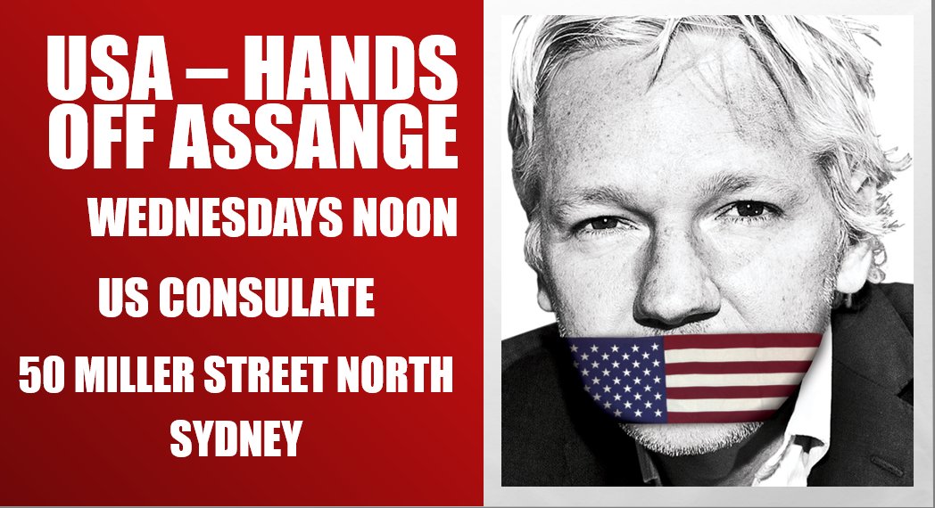 Join us today noon at the US Consulate in North Sydney. The Australian government has asked the US to drop the charges. The US can't guarantee that Assange will have the same defense as a US citizen in the US. He can only ask for First Amendment rights which can be denied. Shame!