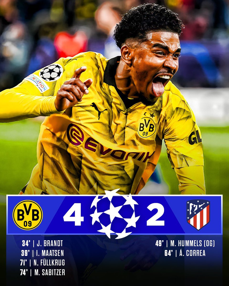 🟡⚫️ Borussia Dortmund beat Atlético 4-2!