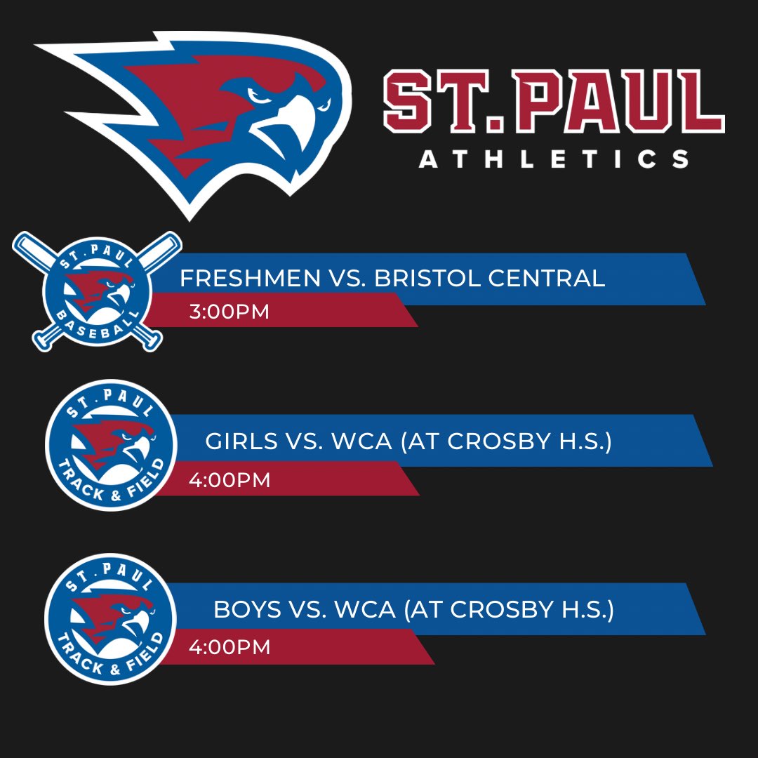 Good luck to the freshmen baseball and outdoor track and field teams today! #GoFalcons #ctbase #cttrack