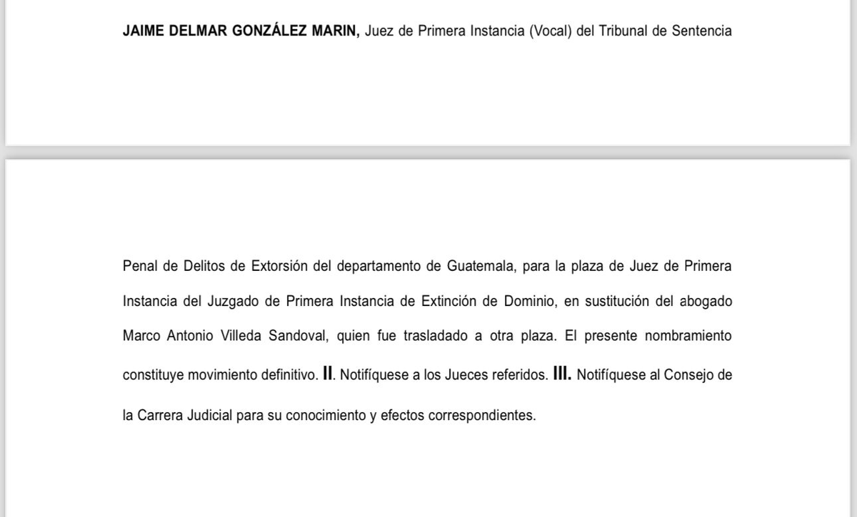 #EstadoCooptado 🚨CSJ nombra a juez con dudosos fallos en Extinción de Dominio 1️⃣ El juez Jaime Delmar González Marín fue designado para ocupar el puesto de Marco Antonio Villeda en el juzgado de Extinción de Dominio. González fue integrante del Tribunal que absolvió a los