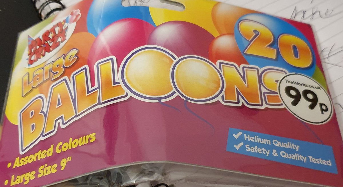 Bad mummy forgot to buy balloons for the boys 13th birthday - I dread to think how long these had been in the cupboard 🙈.
They were crispy 🤣- stretched them to make them soft again. ......out of 20 balloons 3 did not develop a hole once inflated... @TheWorksStores