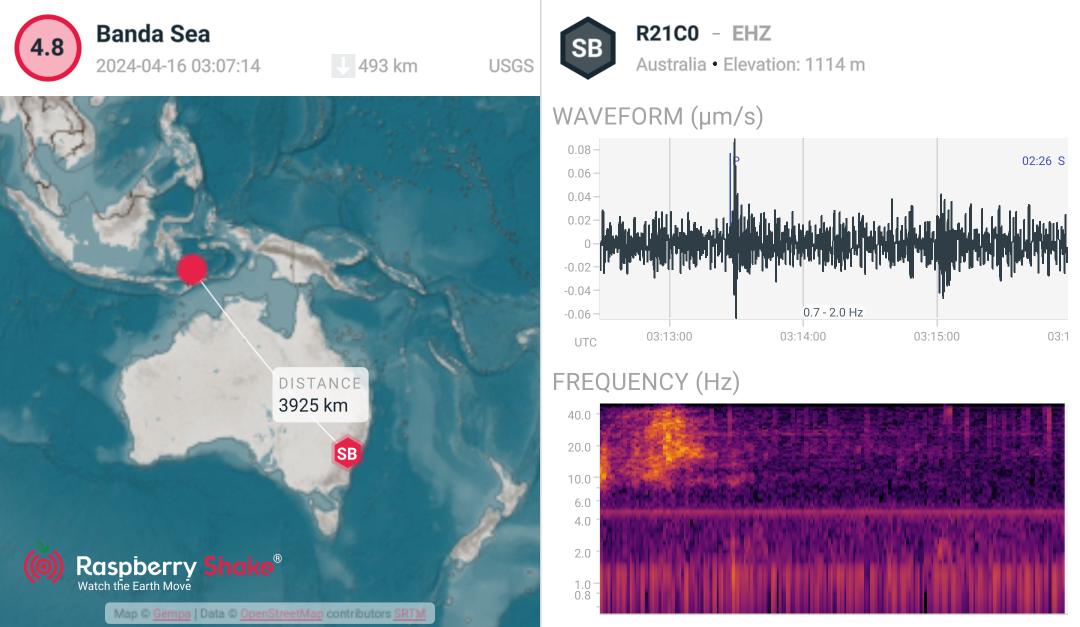 #Earthquake recorded on the #RaspberryShake #CitizenScience seismic network. See what's shaking near you with the @raspishake #ShakeNet mobile app