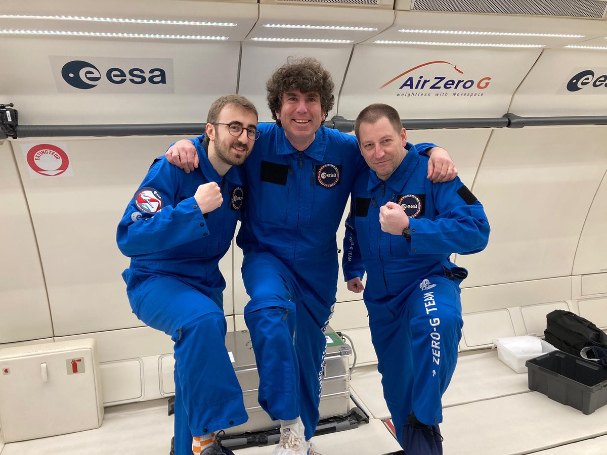 We did it! Our experiment flew for the first time with @ULBruxelles and @AirZeroG! 🚀 Thanks to #Novespace and @esa for the safe and incredible flight! See you tomorrow for the next one! @ULiegeRecherche Thanks to @frsFNRS, @belspo, and @esa for funding our research! #ESA84