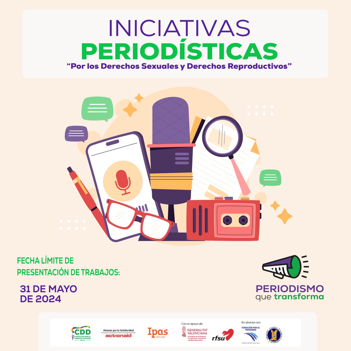 📢 INICIATIVAS PERIODÍSTICAS 2024📷📻📺📱
¡Participa y haz la diferencia!
 ⏩Para más información visita: catolicasbolivia.org/convocatoria-i…
 📅Fecha límite de recepción de reportajes: 31 de mayo de 2024