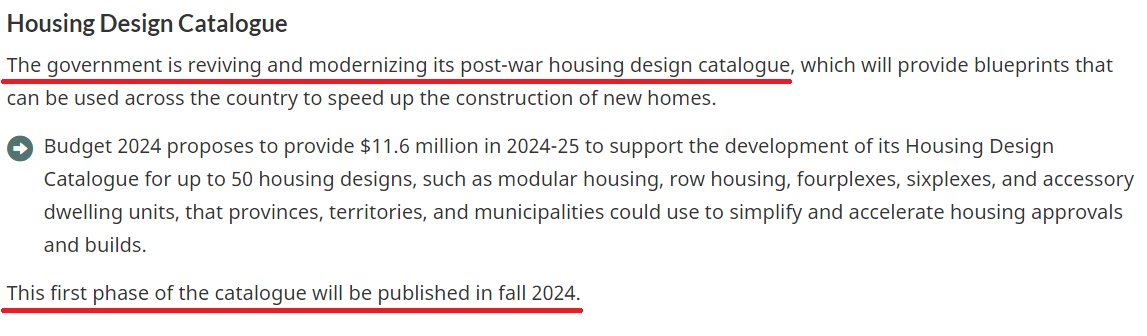 Trudeau's long awaited 'war design catalogue' for Canadian homes won't be available until the fall of 2024, just when his government is likely to be falling. lol. You can't make this up. Painful yet hilarious.

#FederalBudget #cdnpoli