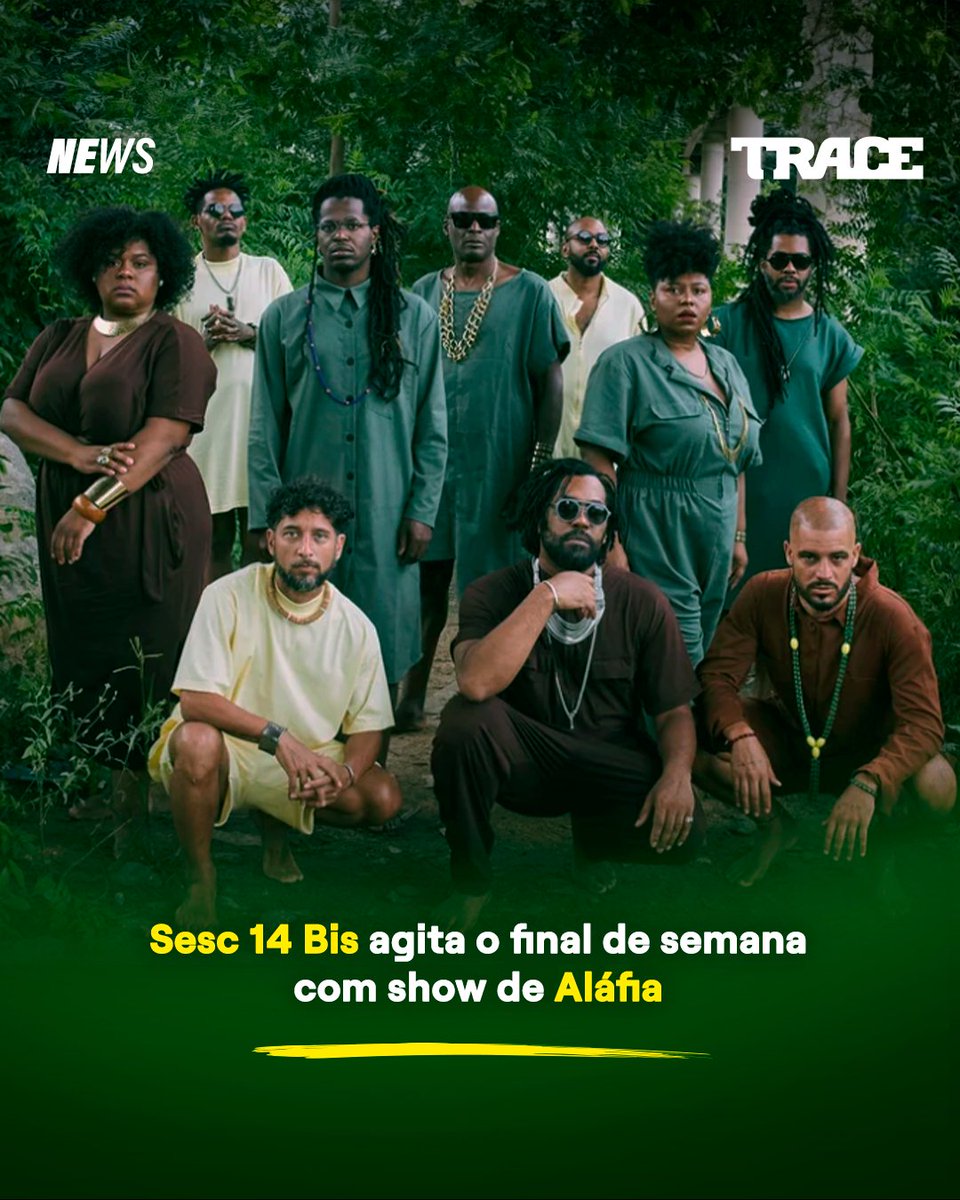 🎶🌟 Agite seu final de semana com muita música boa no Sesc 14Bis! Nos dias 20 e 21, sábado e domingo, a banda paulista Aláfia vai fazer a galera dançar ao som do álbum 'Além do lá' (2023). Detalhes em nosso site! br.trace.tv/musica/sesc-14…