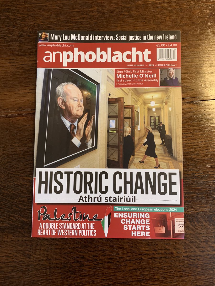Latest @An_Phoblacht is finally on my coffee table.
2024: a year of #SinnFéin activism, local & #EUelections, #Palestine solidarity, & making historic change north & south.
#IrishUnity #NeverGivingUp #LE24 #EP24 #ChangeStartsHere
Get a copy or subscribe:
sinnfeinbookshop.com/an-phoblacht-m…