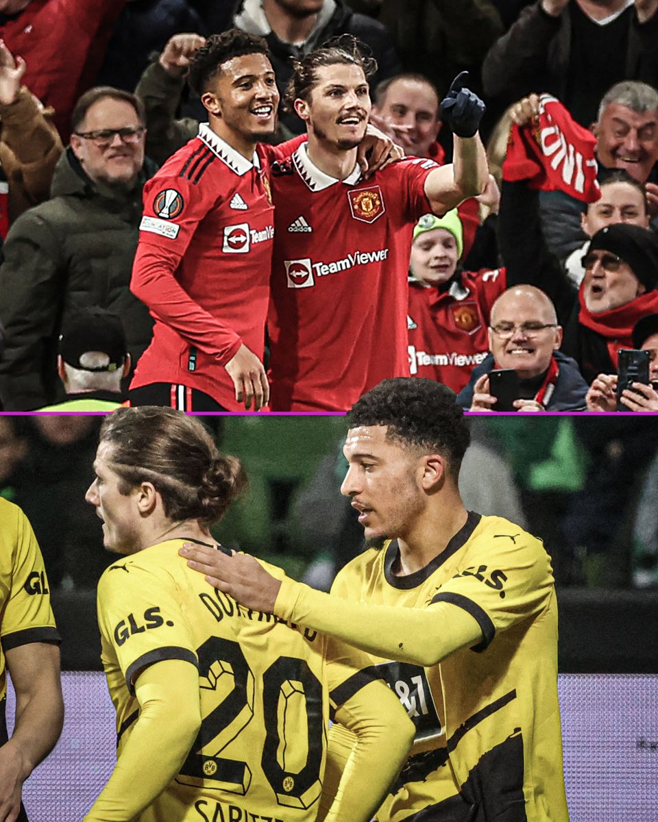 Sancho and Sabitzer were playing in the Europa League for Man United this time last year.

Now they'll be playing in the Champions League semi-finals for Borussia Dortmund 📈