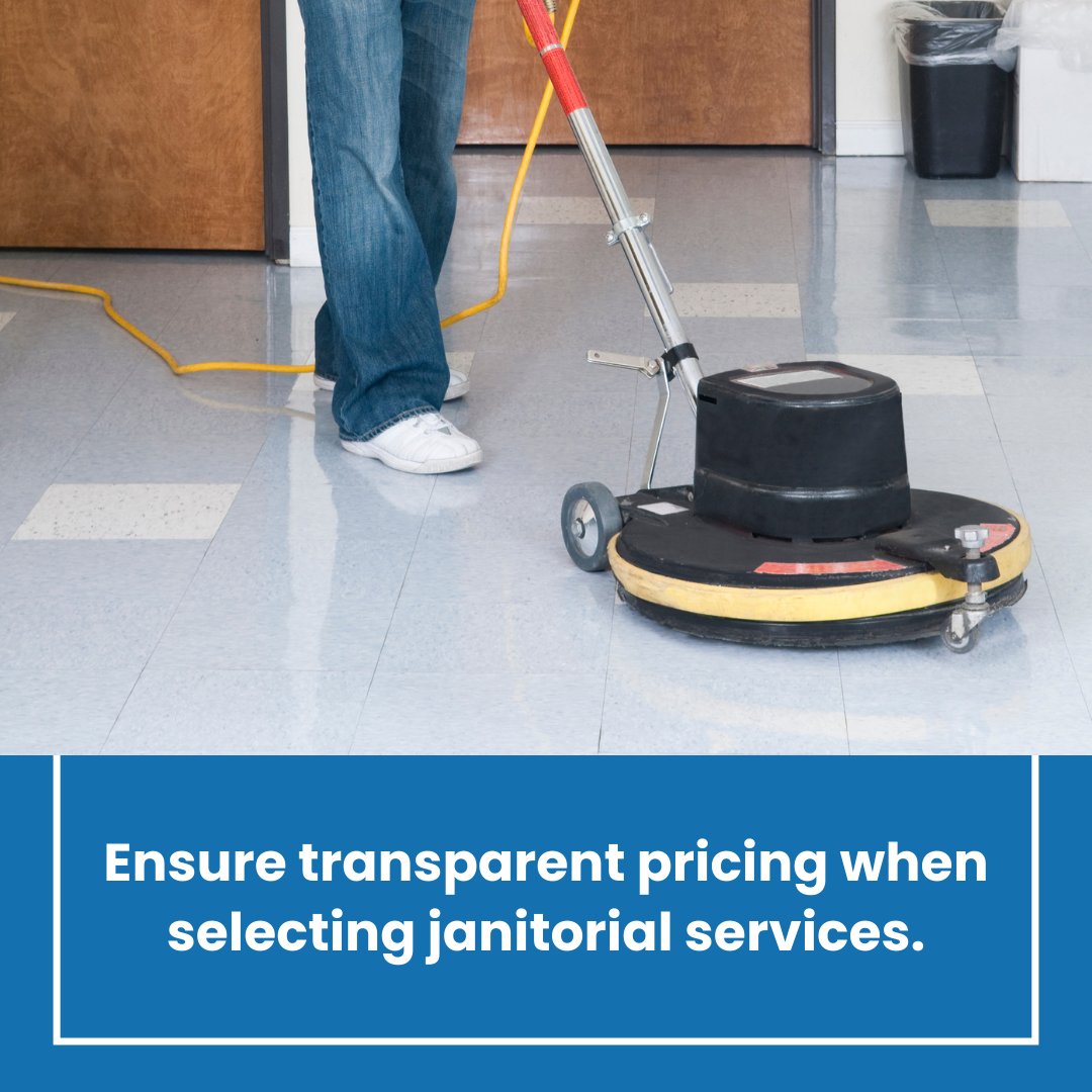 Ensure transparent pricing when selecting janitorial services.

#JanitorialServices #CleanWorkplace #EcoFriendly #ProfessionalCleaning #TransparentPricing #Sustainability