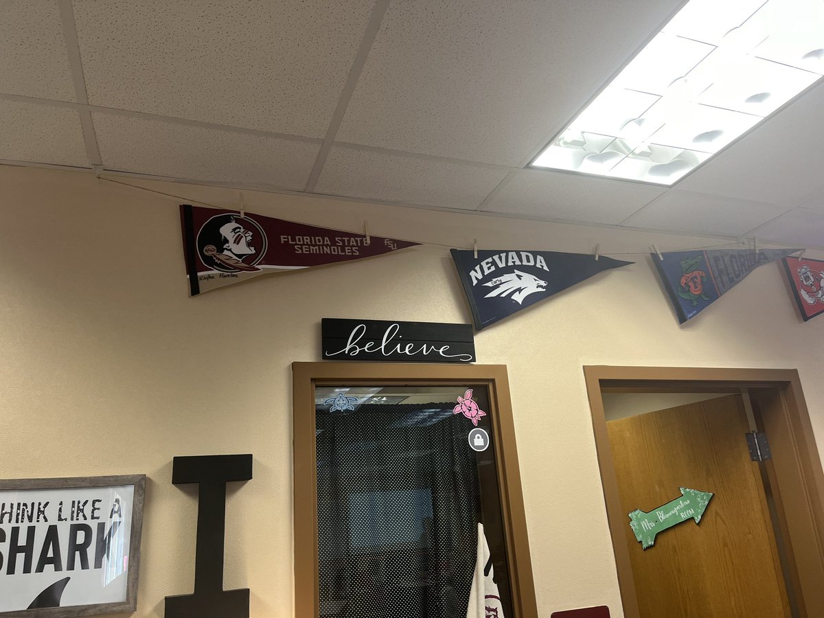 This brings me so much joy…my first student pennant is up in my classroom! So proud of this sweet girl! Go do big things! (Ps - it gave her great joy to add the FSU flag to my room!) 

Can’t wait to hang more!