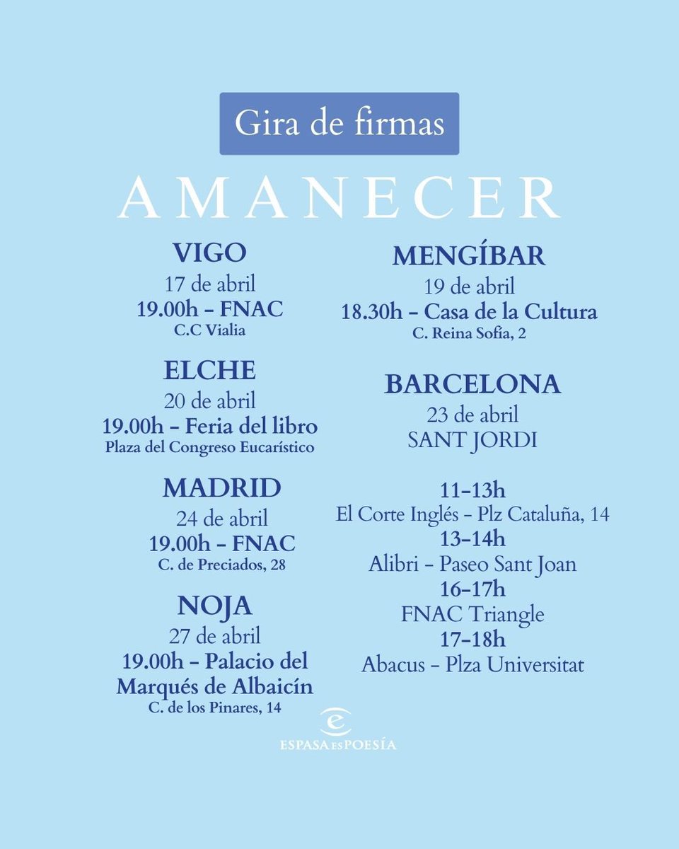 Mañana comienza la gira de firmas en VIGO. Se agradece compartir.