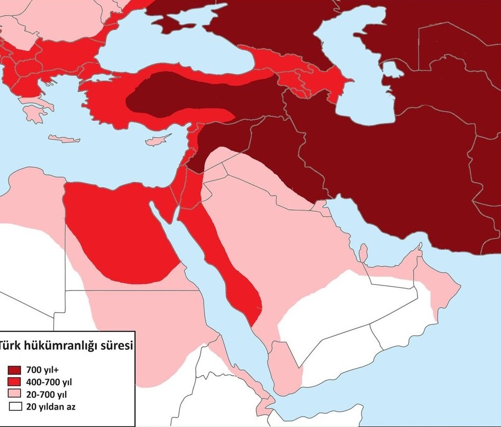 Ortadoğu'da Türk devlet ve hanedanlarının hükümranlık süresi.