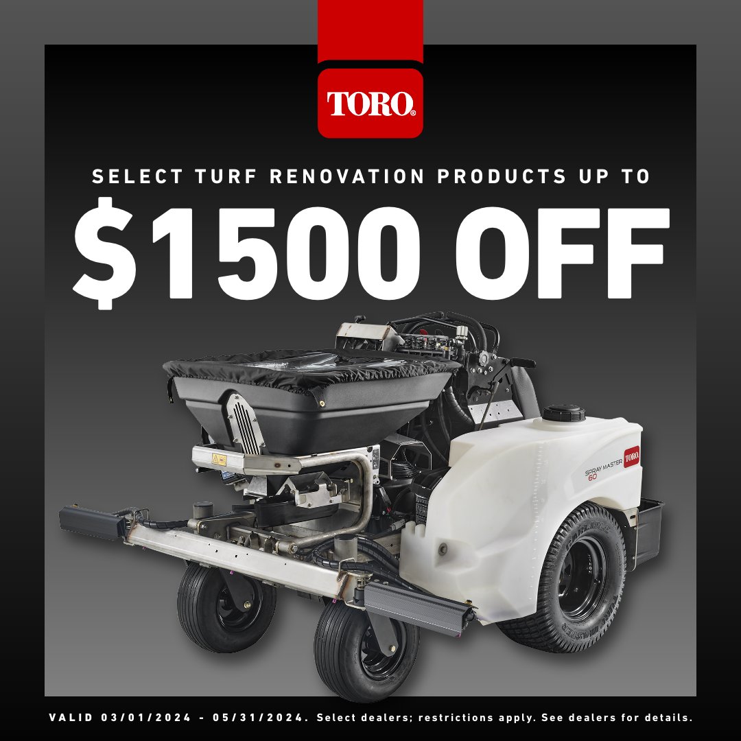 Get ready for the season ahead by saving on a SprayMaster! Take advantage of this offer and more, now through May 31. Offer valid in the U.S. only. toro.biz/6011wDuPH #ToroEquipment