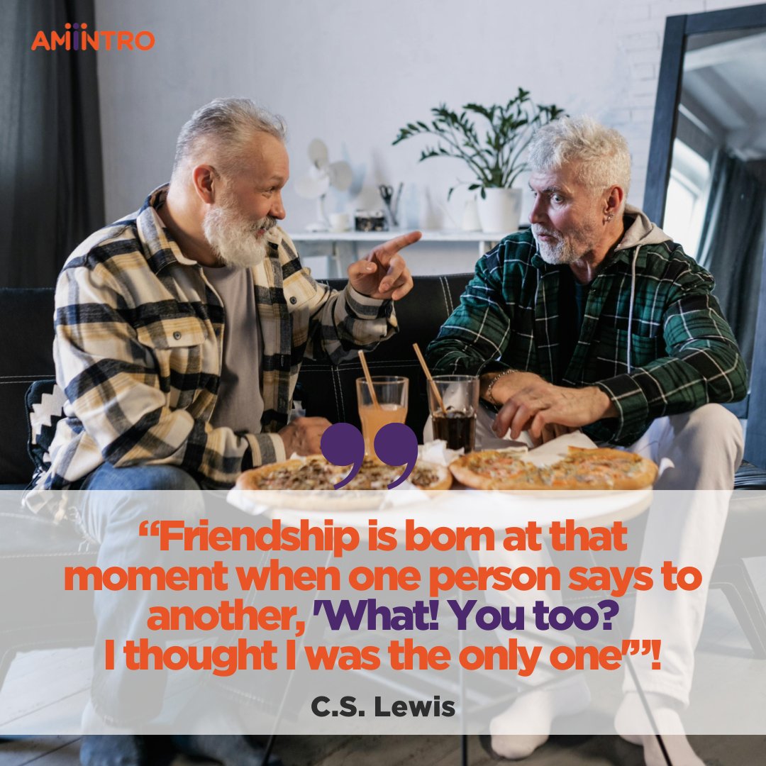 Friendship comes when you least expect it! Tell us about the unexpected way you met one of your friends and tag them below👇🏻 

Create an account today and explore the best of life after 50 at app.amintro.com/Account/Regist…!

#amintro #amintrofriends