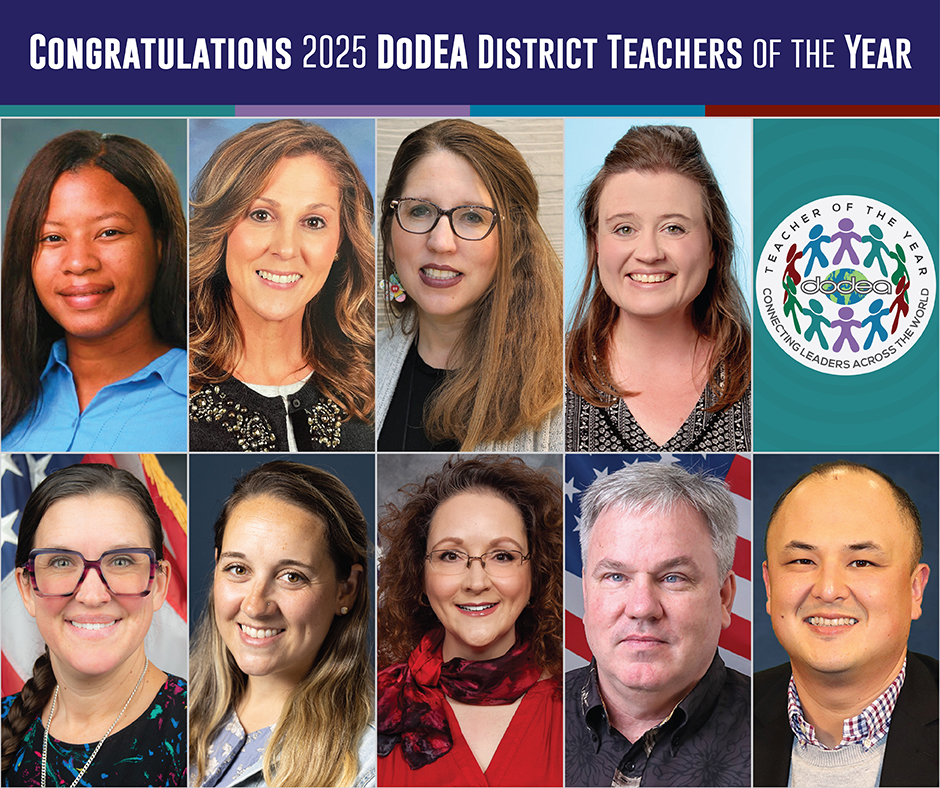 🎉 Congratulations to DoDEA' s District Teachers of the Year! 🏆 Your dedication and passion for education shine brightly. Thank you for inspiring students and colleagues alike! Read More bit.ly/4cXabPA  👏 #DToY #DoDEA #EducationExcellence 🍎✨