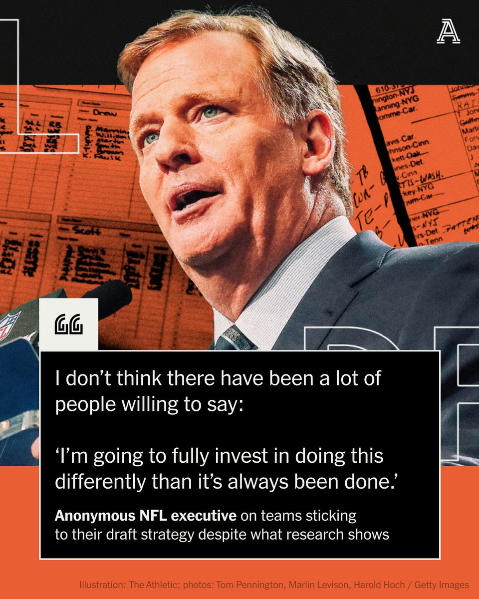 A Nobel-Prize winner and a business professor wrote a 63-page paper after studying every pick in the NFL Draft. Their findings? The treasured No. 1 pick is actually the least valuable in the first round. @alec_lewis on the lack of adjustments ⤵️ theathletic.com/5416007/2024/0…