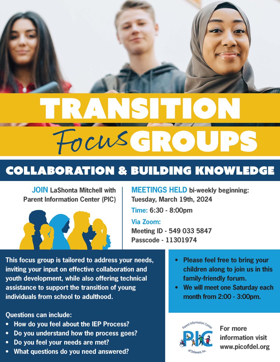 TRANSITION Focus Groups

MEETINGS HELD bi-weekly beginning:
Tuesday, March 19th, 2024
Time: 6:30 - 8:00pm

For more information visit: picofdel.org/event/transiti…

#TransitionTuesday