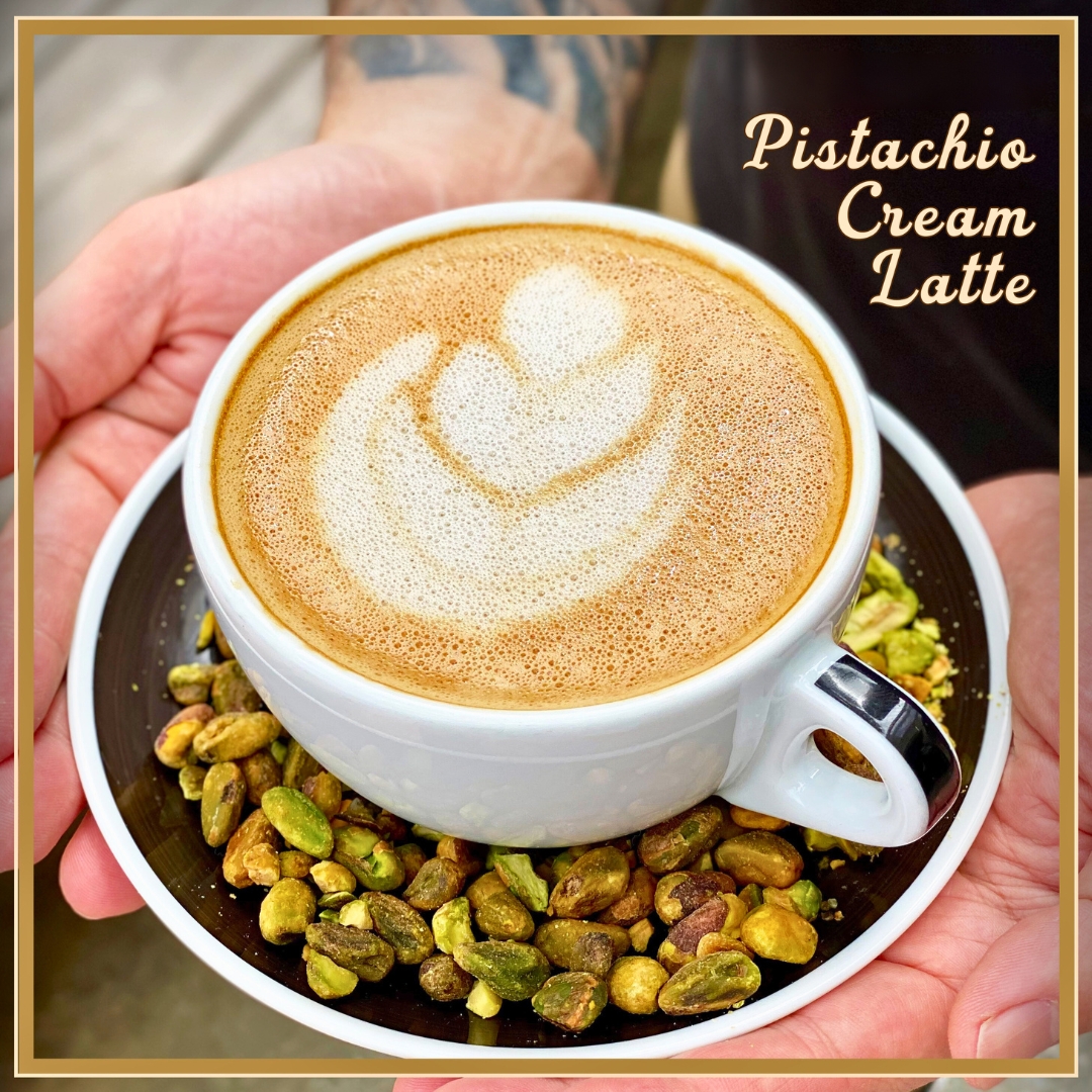 Timelesscoffee's tweet image. 🚨NEW DRINK ALERT!!! Coming to all Timeless locations this Friday, April 19th, is our new Pistachio Cream Latte. A blend of vegan cream and pistachio syrup gives this delicious drink a marshmallow texture and sweetness.