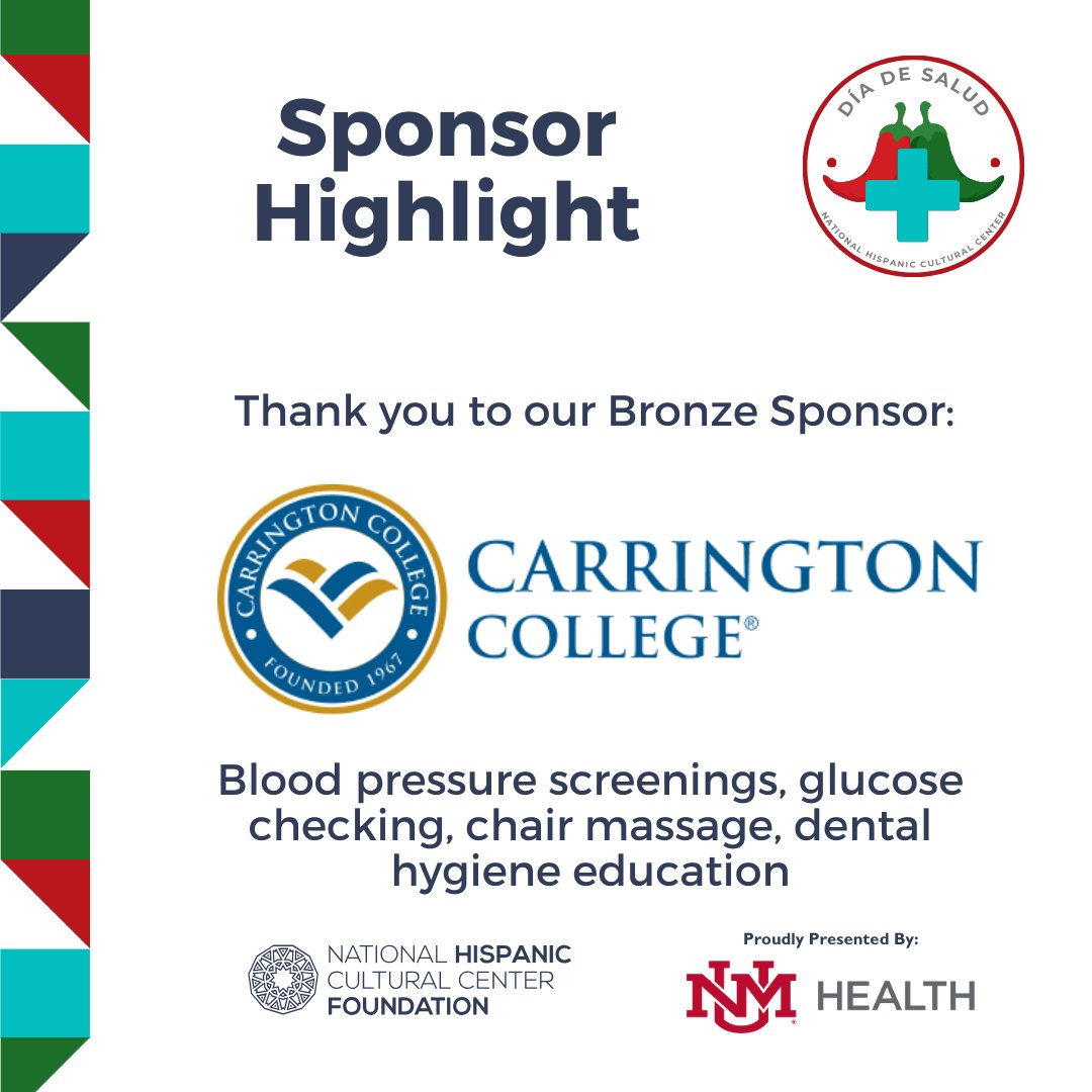A heartfelt gracias to Carrington College, our Bronze Sponsor for Día de Salud on April 28th! Your support brings health education to life at the NHCC from 9AM-2PM. Let’s check health off our list together! 💪📚 #CarringtonCollege #CommunitySupport #DiaDeSalud #NHCCF
