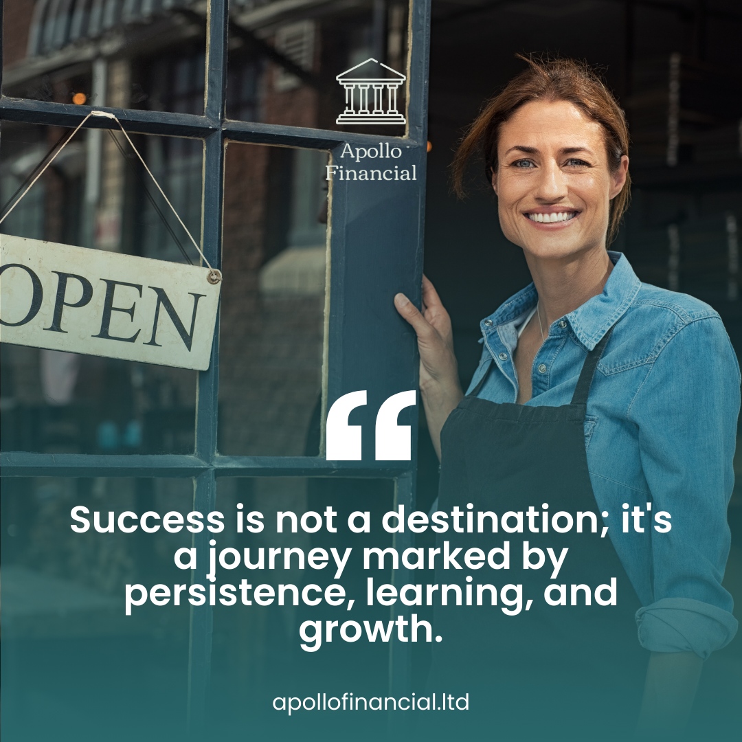 ApolloFSG's tweet image. Success is not a destination; it&apos;s a journey marked by persistence, learning, and growth. At Apollo Financial, LLC, we understand the importance of this journey. 

#InvoiceAdvance #BusinessLending #BoostYourCashFlow #StartupSupport #FinanceMadeEasy