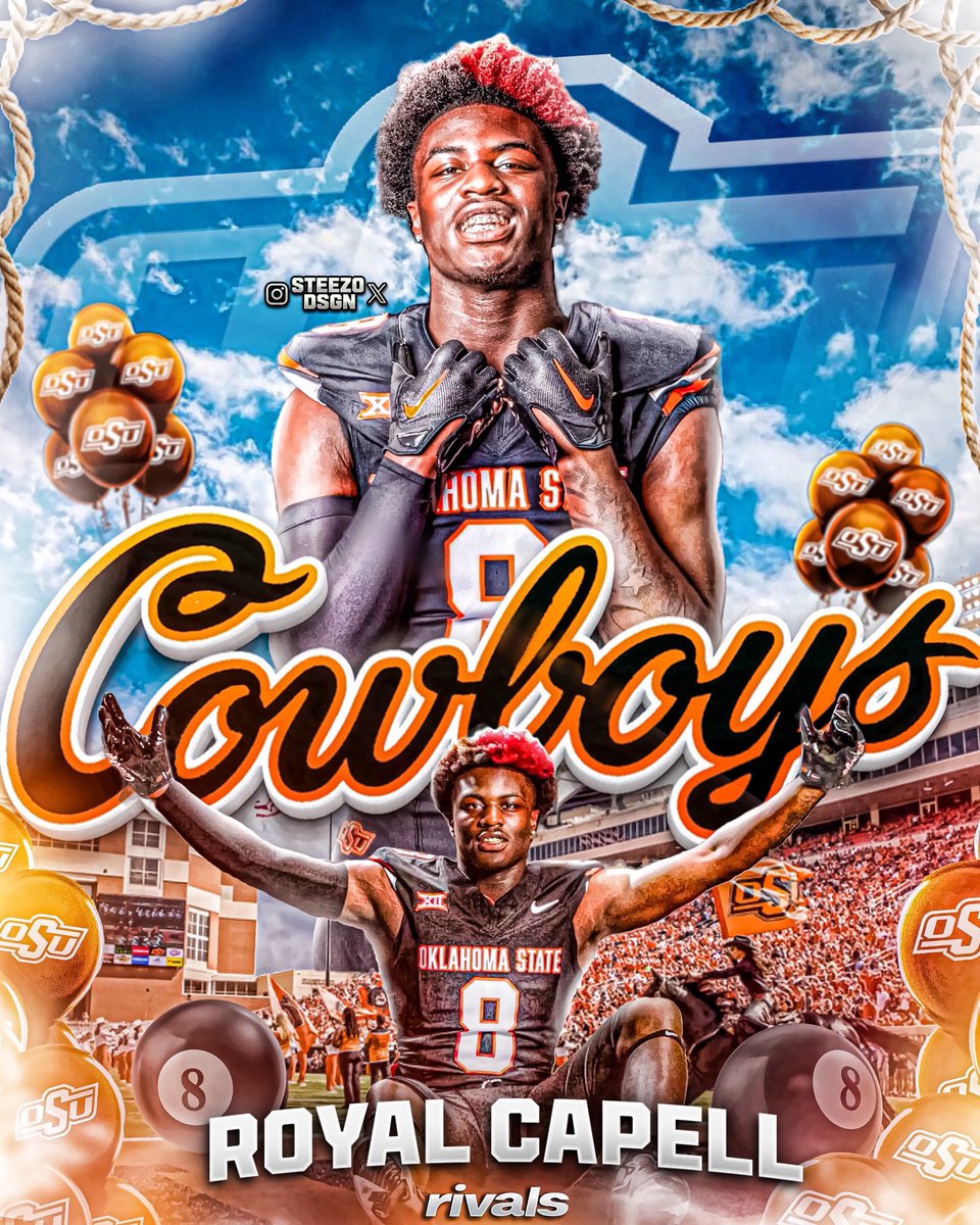 BREAKING: CO/25 3 ⭐️ WR Royal Capell ( @CapellRoyal ) has committed to Oklahoma state a Rivals source tells me. - Capell is a 5’11 ( 180 LBS ) WR out of Cibolo, TX.He chose OSU over Baylor, Oklahoma and More. Royal is Oklahoma state’s 5th Commit this month. - #GoPokes