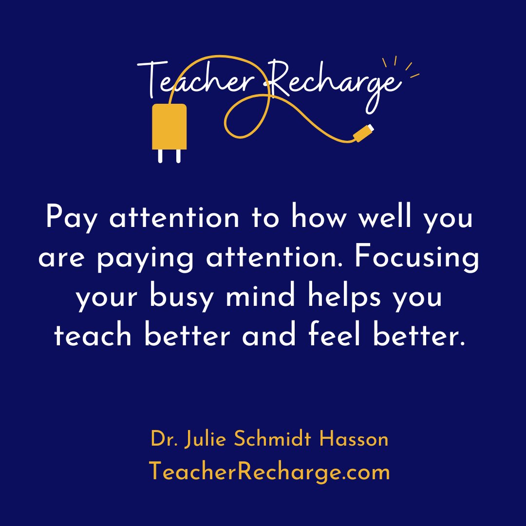 With so much on your plate, it's tempting to multitask, but focus leads to better outcomes and less stress. Try being where your feet are today. Notice how that feels. 
#teacher #teacherlife #teacherwellbeing #teacherrecharge #education #k12