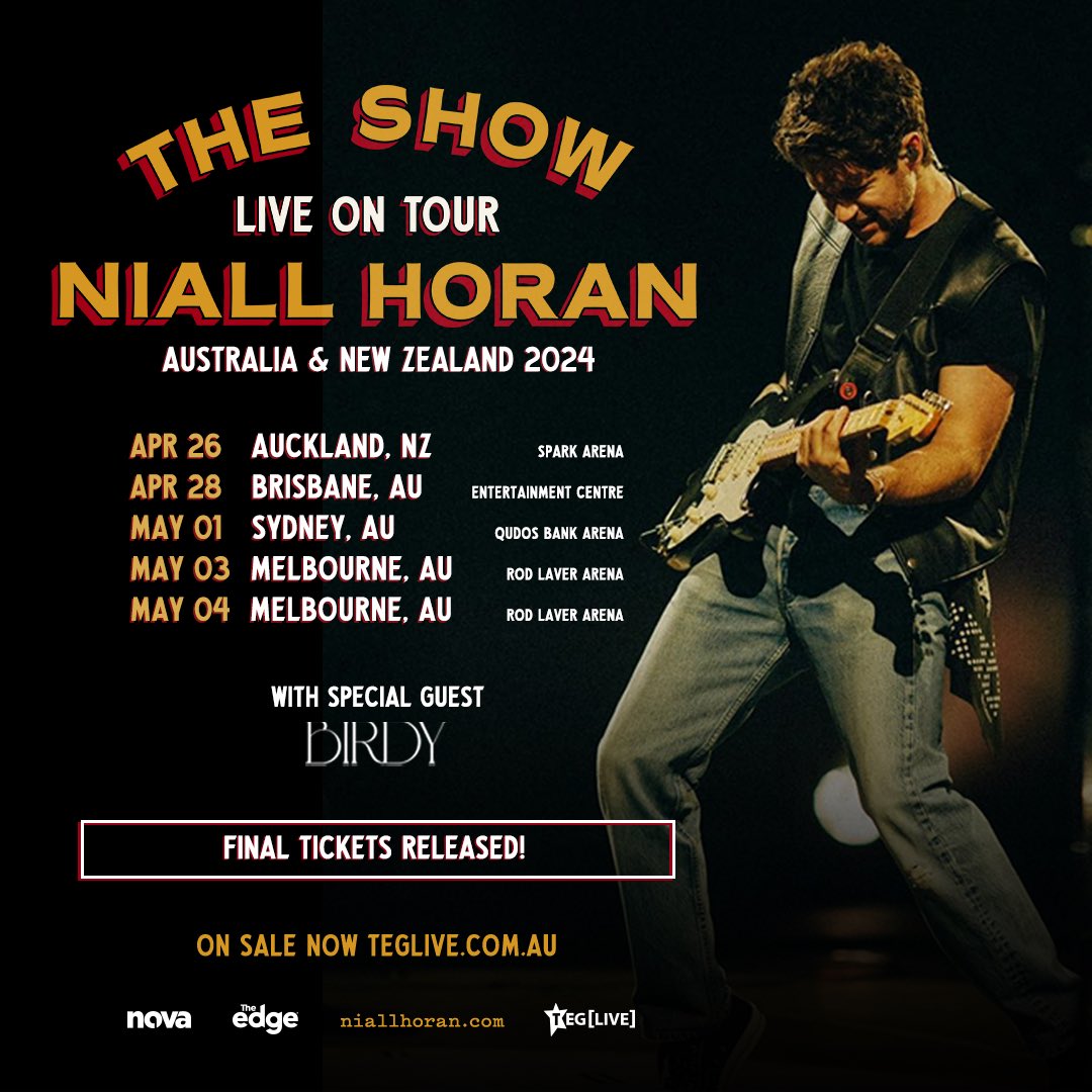Thrilled to have @birdy joining me for the Australia and New Zealand dates ! Final tickets have just been released at NiallHoran.com so grab them while ya can. Can’t wait to see you soon x