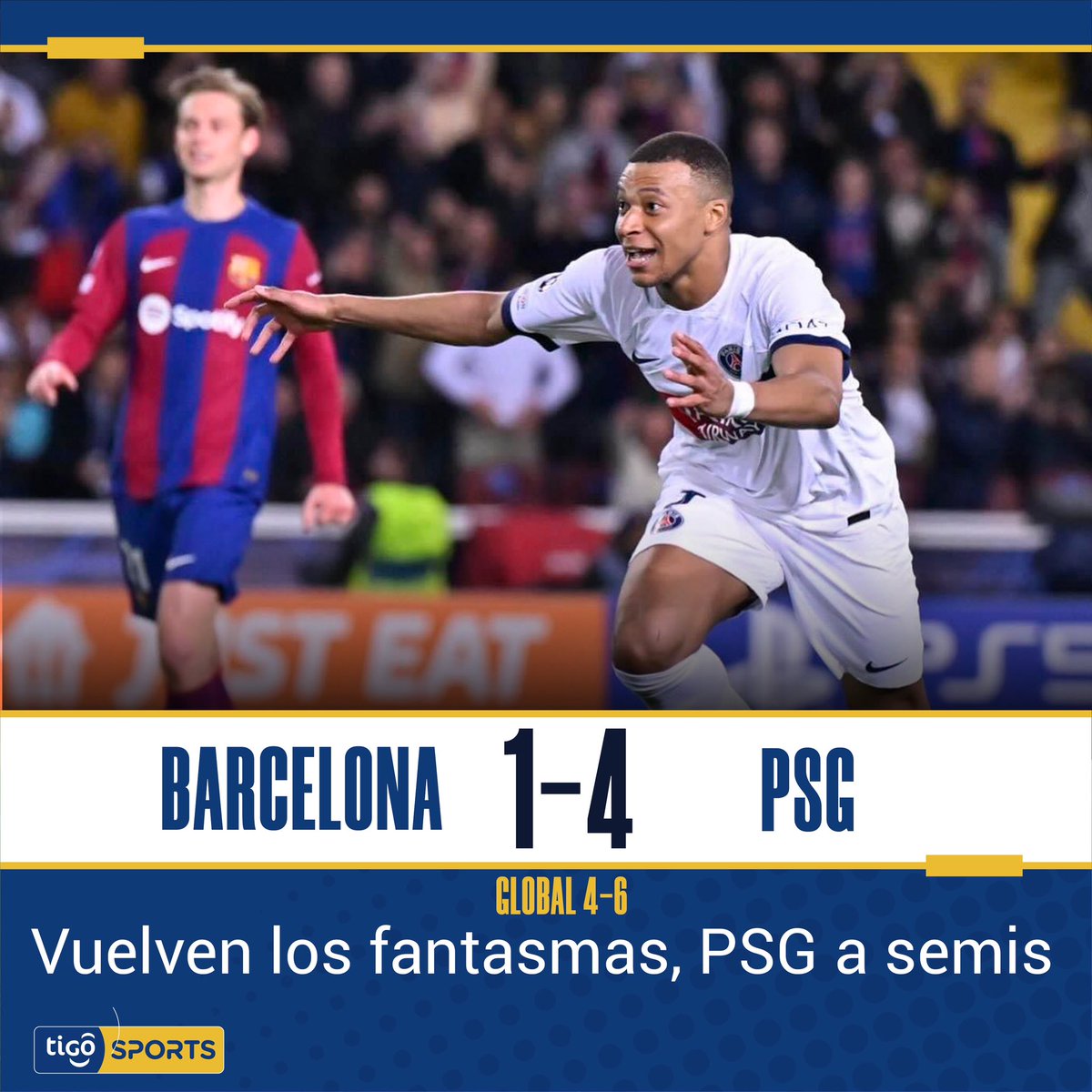 El PSG avanza a semifinales de la Champions.