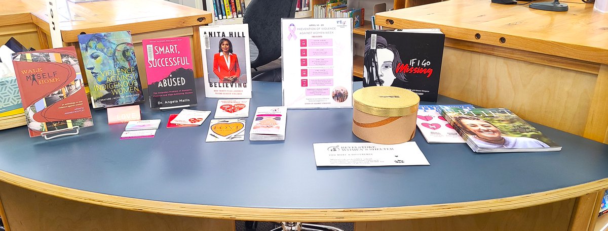 At the the library this week: we are honored to be hosting an art and book exhibit and sharing information about the prevention of violence against women.

#endviolenceagainstwomen
#revelsotkewomensshelter