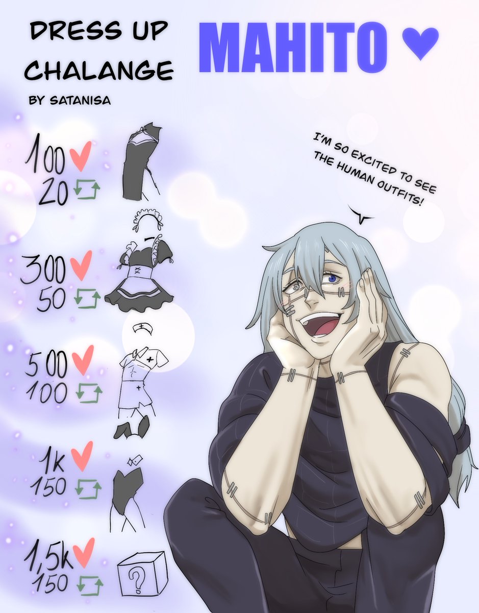 IT’S OUR TIME GUYS!! I believe we can make it!!
💜DRESSUP  CHALANGE  MAHITO💜
#jjk #jujutsukaisen #mahito