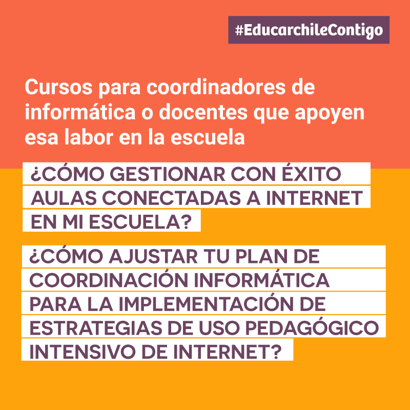 educarchile's tweet photo. 👀 ¡Atención profes y coordinadores de informática! Vuelven nuestros cursos gratuitos de #AulasConectadas desarrollados junto al @InnovaMineduc.
Más info aquí: https://t.co/LmC97fhAIy 👈🏼 https://t.co/Zn1HHWTlP0