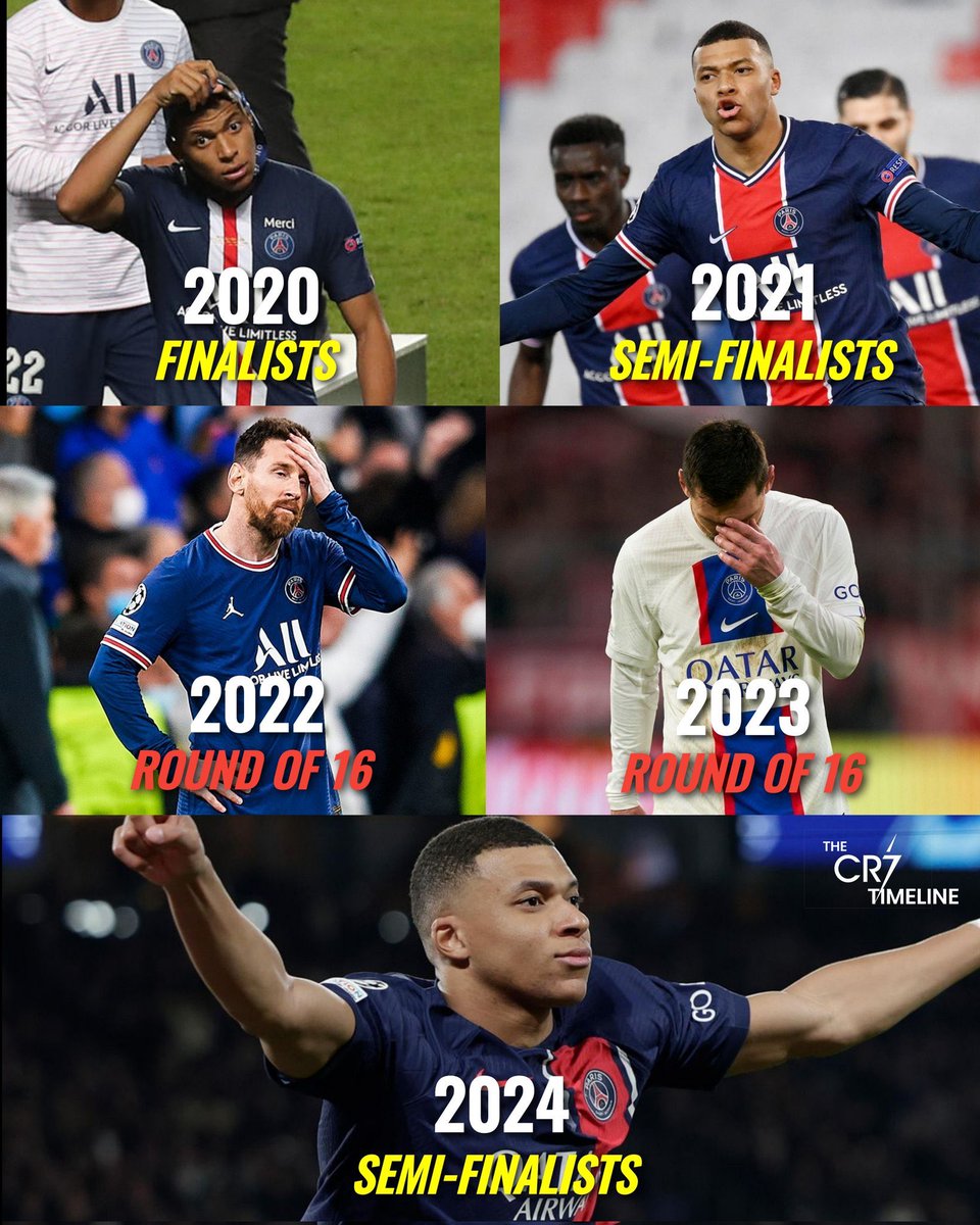 PSG BEFORE MESSI: 
2020: Reached UCL Final
2021: Reached UCL Semi Final

*MESSI SIGNS:
2022: Knocked out in RO16
2023: Knocked out in RO16

*MESSI LEAVES:
2024: PSG reach the UCL Semi Final again

LIONEL MESSI EFFECT IS REAL😭😭