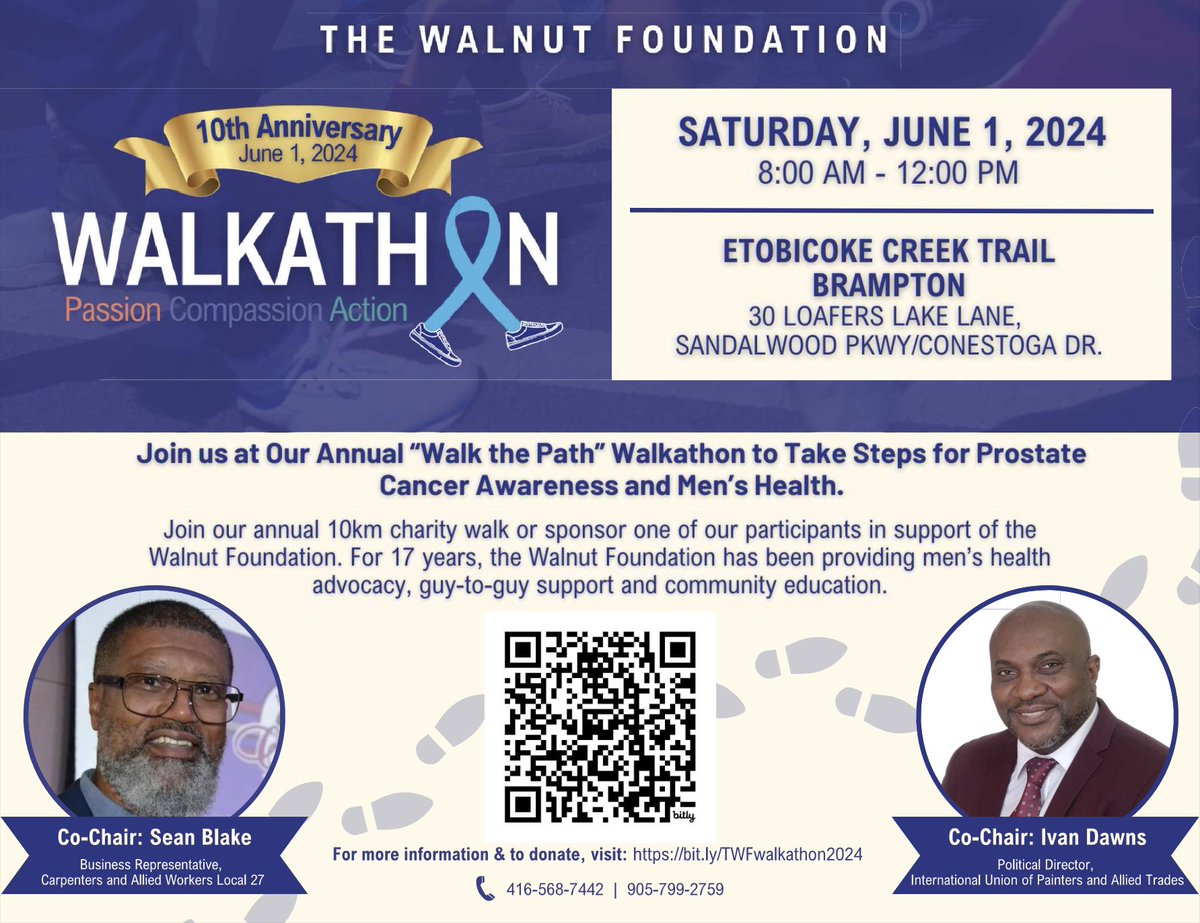 TheWalnutFounda's tweet image. 🌟10th Annual Walk the Path Walkathon🌟 supporting prostate cancer awareness in the Black community is happening on June 1! It will be an incredible day of community building with a post-event fun zone with free food, refreshments and music. The countdown begins now. #Linkinbio