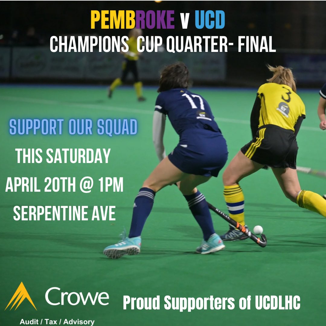 Get down to Pembroke this Saturday the 20th to Support our Ladies 1s in their Champions Cup Quarter Final battle v Pembroke. Pass back 1pm 🫡 #letsgocollege #gocollege #playcollege