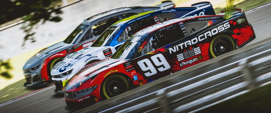 Just a 📸 of a wild #99 Mustang at Brandshatch #eNASCAR #NitroCircus