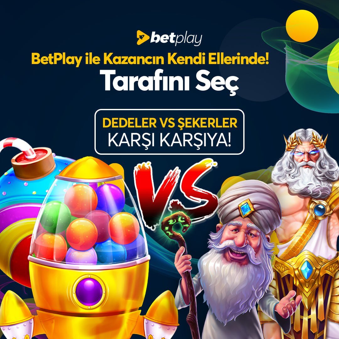 ⚠️⚠️BETPLAY'DE SÖZ HAKKI SENDE ⚠️⚠️ ➡️TARAFINI SEÇ 20:00'DA YAPILACAK OLAN SPİN ETKİNLİĞİNİN ÖDÜLÜNÜ SEN BELİRLE!⬅️ 👊DEDELER 🆚 ŞEKERLERE KARŞI👊 🍭🍬🍭ŞEKERLERLE HEM EĞLENİP HEM DE ÇARPANLAR KAZANCINA KAZANÇ KATMAK MI!🍭🍬🍭#PragmaticPlay ⚡️⚡️DEDELERLE ASALARININ GÜCÜYLE