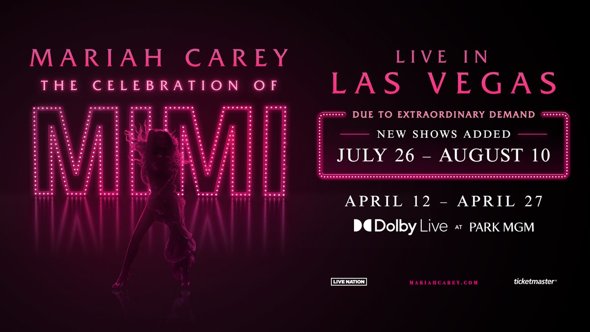 Get presale access to purchase tickets to the newly added shows of @MariahCarey: The Celebration of Mimi Live in Las Vegas July 26–August 10! For more info on the exclusive @SIRIUSXM presale + to purchase tickets visit siriusxm.com/mariahpresale.