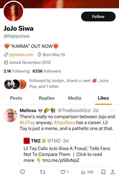 Lil Tay goes off on Jojo Siwa for liking & unliking a tweet dissing Lil Tay. 😂‼️