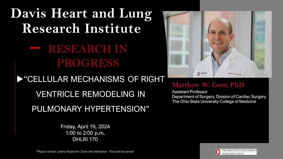 Join #DHLRI on Friday, April 19, 2024 at 1pm in 170 DHLRI for Research in Progress with @MatthewGorr @OhioStateMed @OSUWexMed