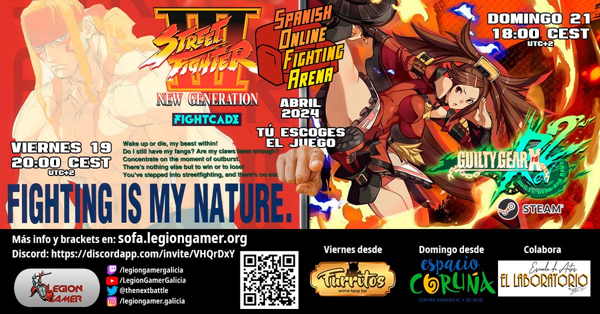 This time our community has spoken and this are the nominees for this weekend #StreetFighter 3NG and #GuiltyGear Rev2💪🔥 @kahikusu @aywhatsgoingon @eagle_epsilon @GriffyBones @GearArgentina @GGSTwhispers More info & details here sofa.legiongamer.org/proximo