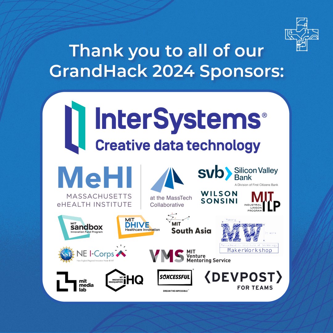 A special thank you to all of our GrandHack 2024 sponsors. Their support is what makes this event possible! Only three more days until GrandHack... ⏱️ #GrandHack24 #MITHackingMedicine