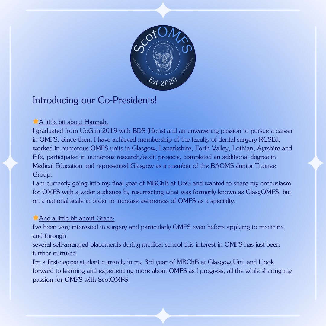 ScotOMFS's tweet image. Introducing our Co-Presidents - Hannah Lawler &amp;amp; Grace Lee 🌟