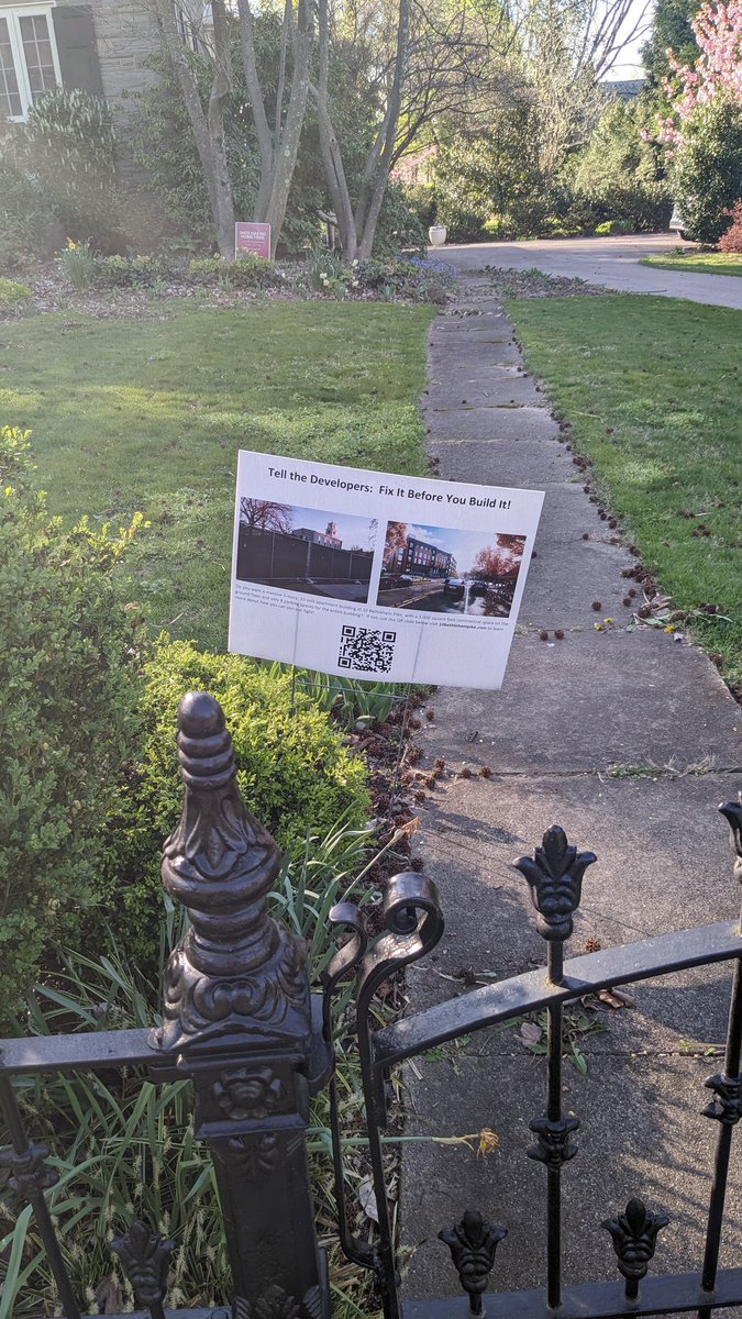 The wealthy Philly neighborhood of Chestnut Hill has evolved from Republican bastion to strongly Democratic (lawn signs are for progressive candidates) but one thing that hasn't changed is NIMBYism: See sign complaining about a small apartment building next to the train station.
